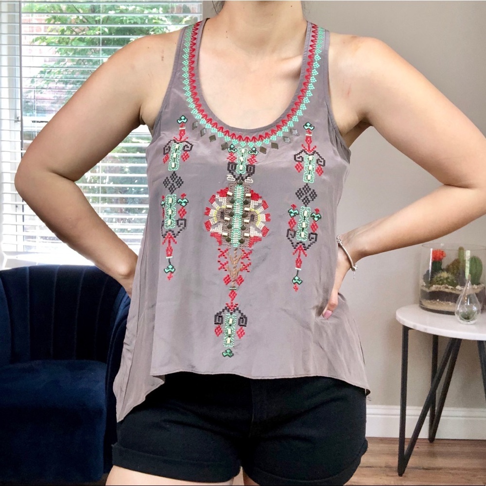 Parker Silk Asymmetric Embellished T…